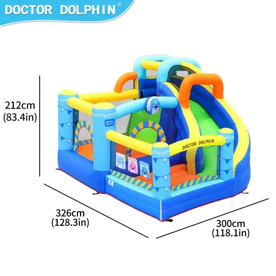 מתנפח בית קופצני צבעוני עם מגלשה, עם מידות 326×300×212 ס"מ | yrz